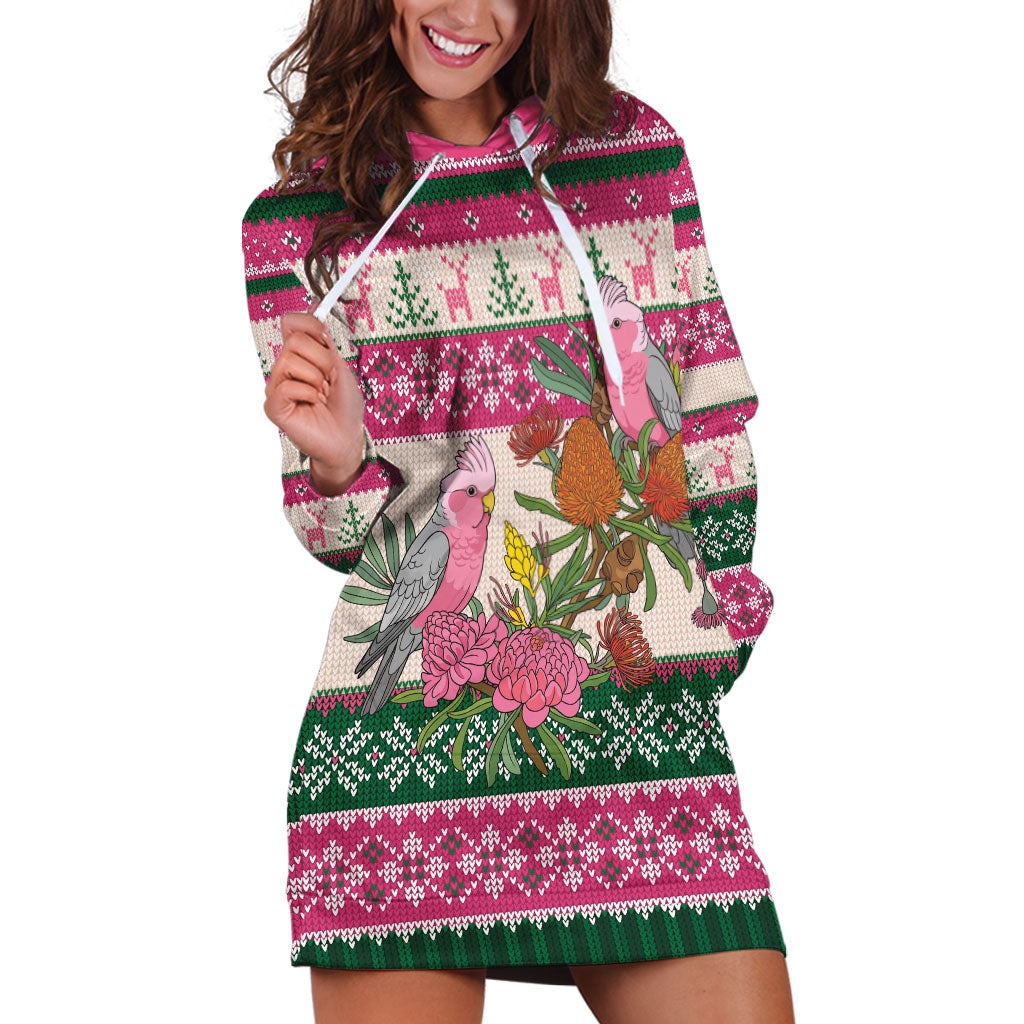 Aussie Galah Christmas Hoodie Dress Festive Knitted Pattern Inspired
