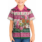 Aussie Galah Christmas Kid Hawaiian Shirt Festive Knitted Pattern Inspired