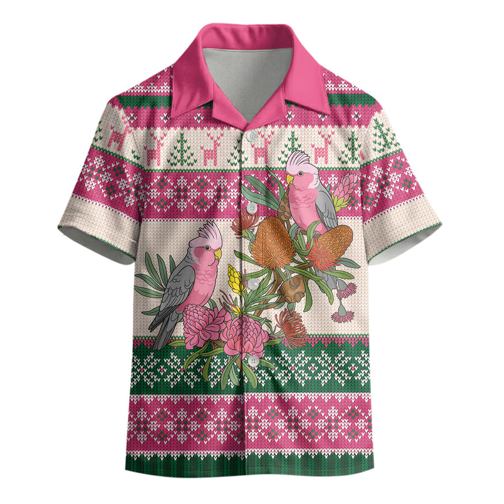 Aussie Galah Christmas Kid Hawaiian Shirt Festive Knitted Pattern Inspired