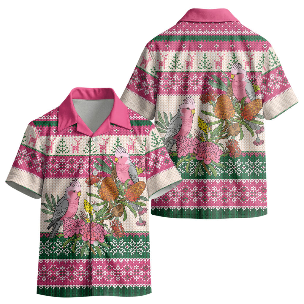 Aussie Galah Christmas Kid Hawaiian Shirt Festive Knitted Pattern Inspired