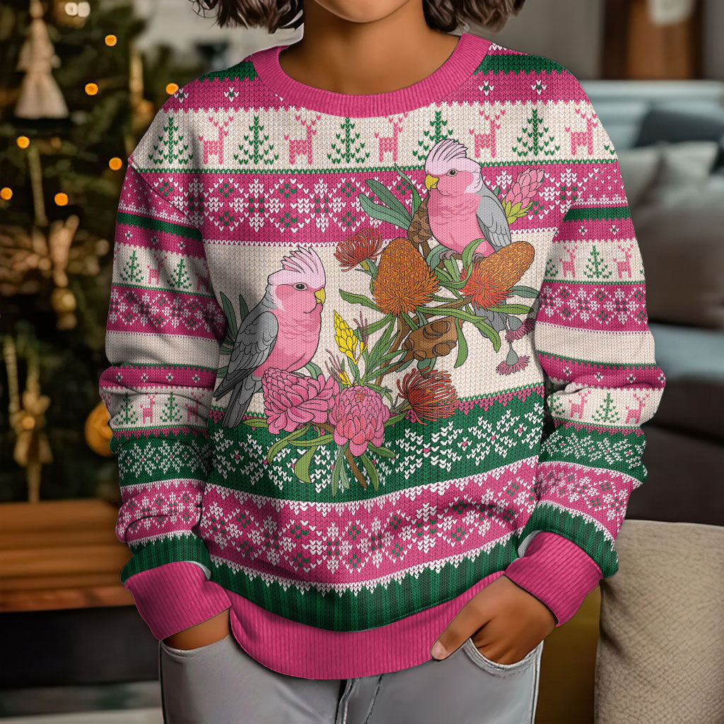Aussie Galah Christmas Kid Ugly Christmas Sweater Festive Knitted Pattern Inspired