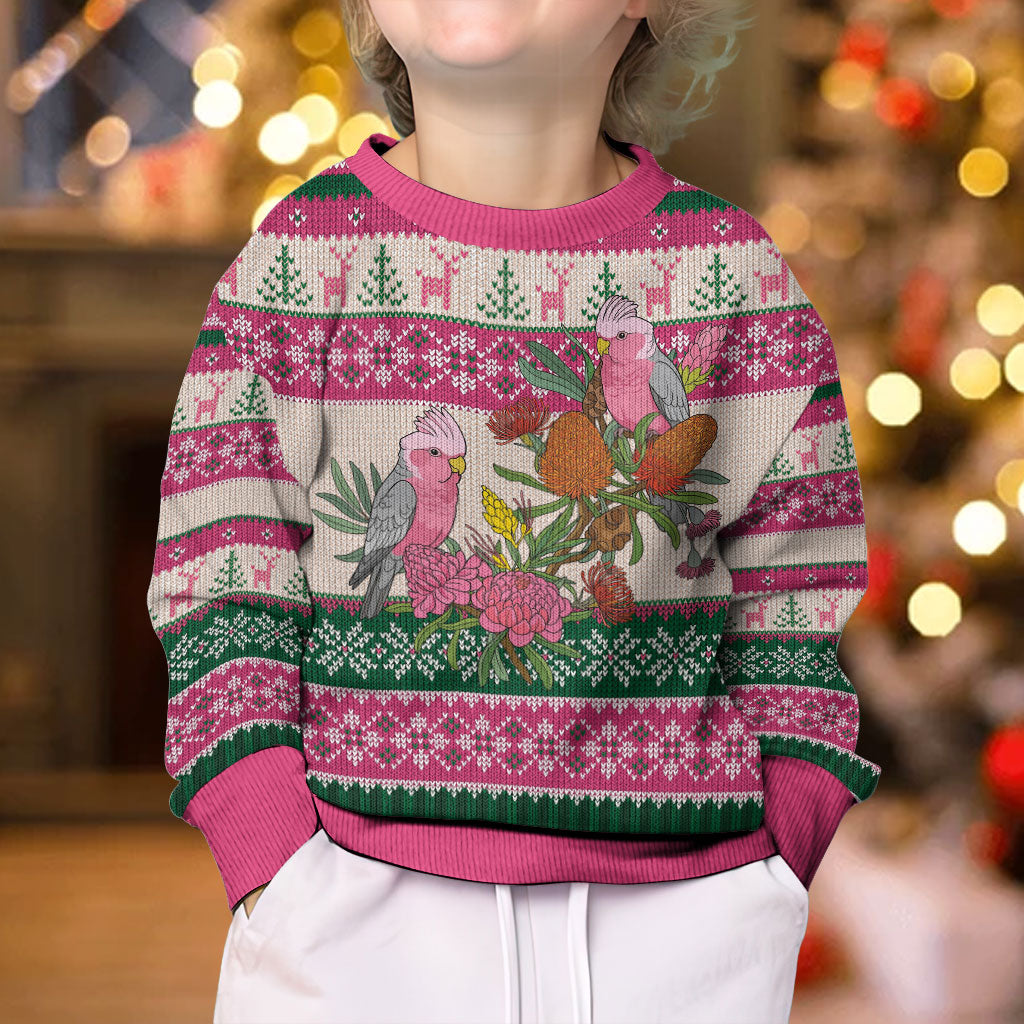 Aussie Galah Christmas Kid Ugly Christmas Sweater Festive Knitted Pattern Inspired