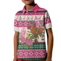Aussie Galah Christmas Kid Polo Shirt Festive Knitted Pattern Inspired