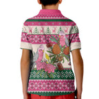 Aussie Galah Christmas Kid Polo Shirt Festive Knitted Pattern Inspired