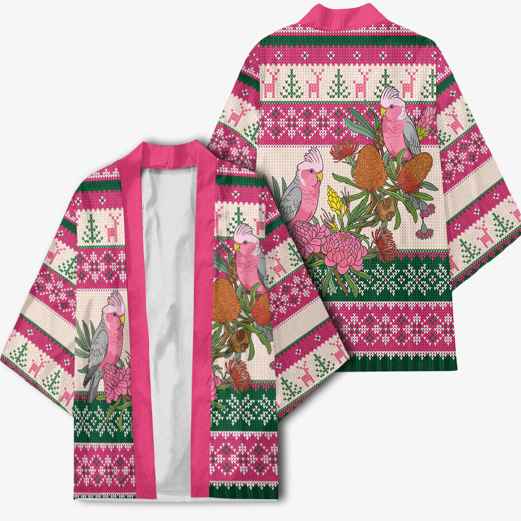 Aussie Galah Christmas Kimono Festive Knitted Pattern Inspired