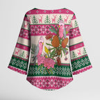 Aussie Galah Christmas Kimono Sleeve Blouse Festive Knitted Pattern Inspired