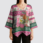 Aussie Galah Christmas Kimono Sleeve Blouse Festive Knitted Pattern Inspired