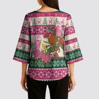 Aussie Galah Christmas Kimono Sleeve Blouse Festive Knitted Pattern Inspired