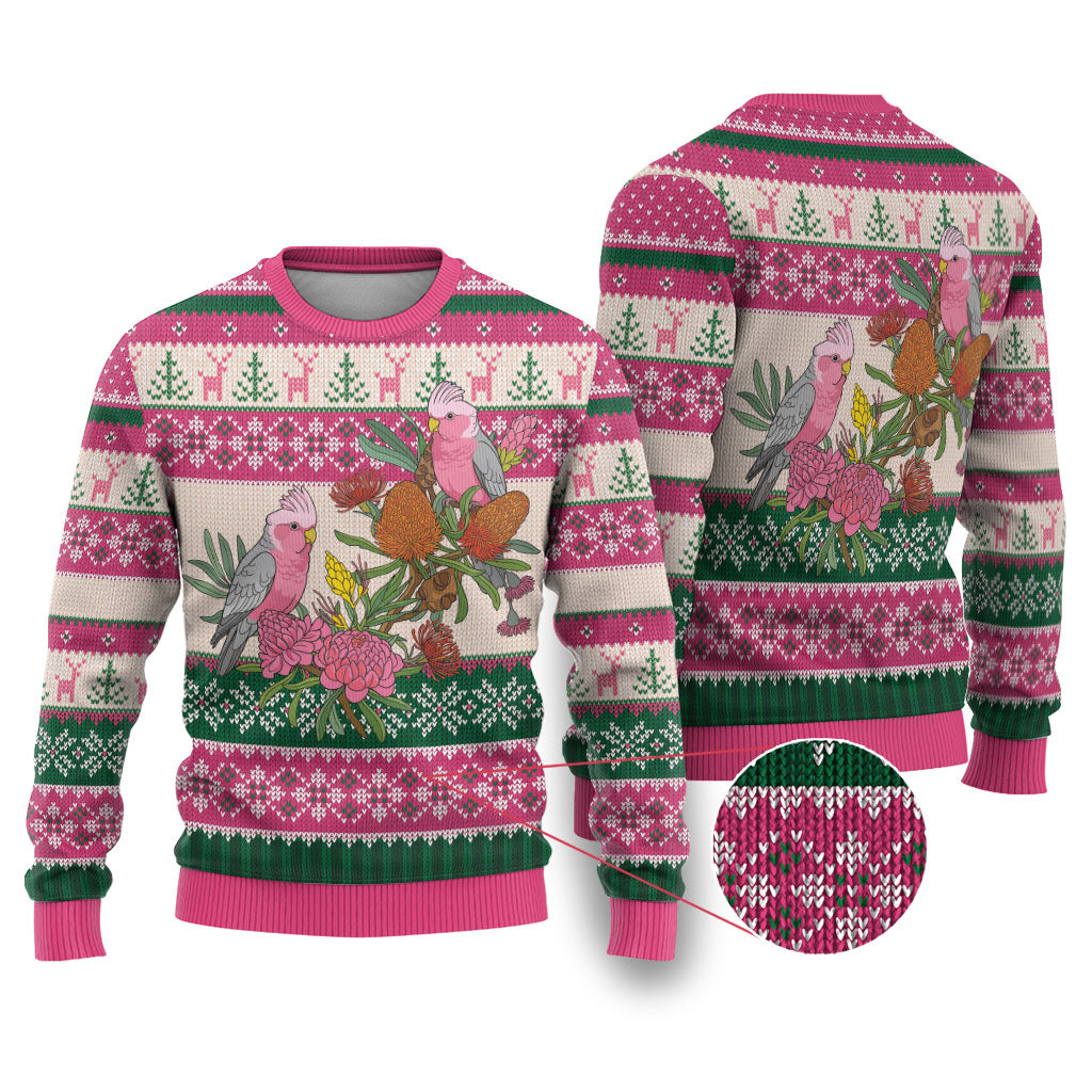 Aussie Galah Christmas Ugly Christmas Sweater Festive Knitted Pattern Inspired