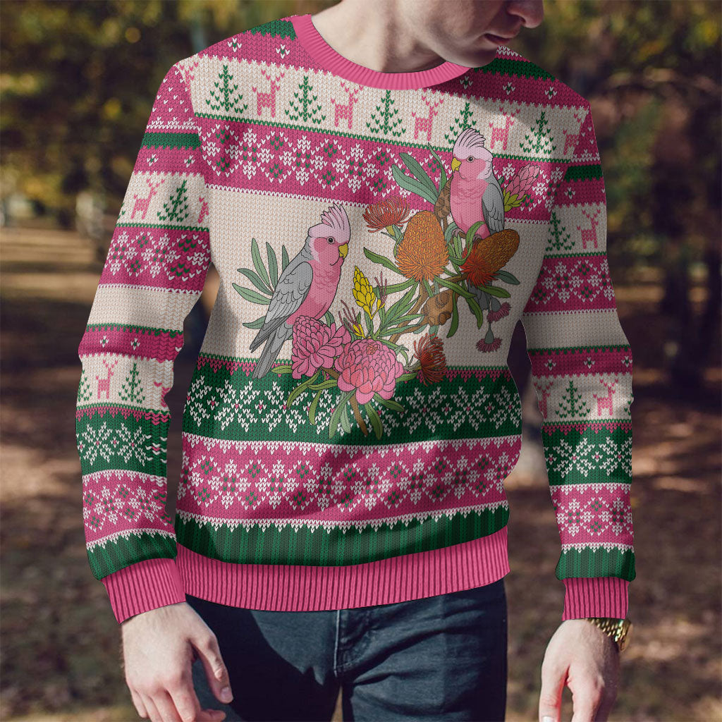Aussie Galah Christmas Ugly Christmas Sweater Festive Knitted Pattern Inspired