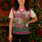 Aussie Galah Christmas Knitted V-Neck Vest Festive Knitted Pattern Inspired