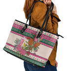Aussie Galah Christmas Leather Tote Bag Festive Knitted Pattern Inspired