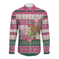 Aussie Galah Christmas Long Sleeve Button Shirt Festive Knitted Pattern Inspired