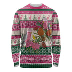 Aussie Galah Christmas Long Sleeve Shirt Festive Knitted Pattern Inspired