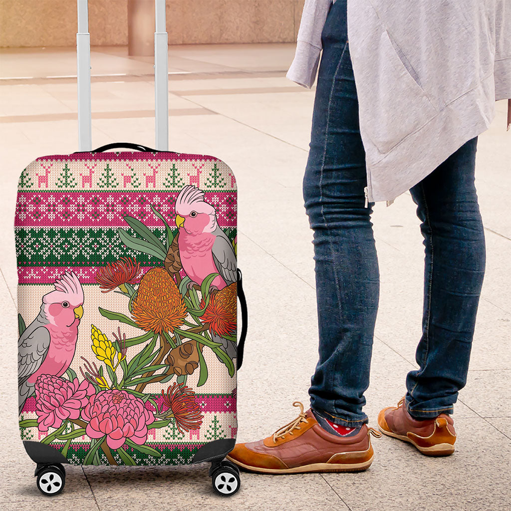 Aussie Galah Christmas Luggage Cover Festive Knitted Pattern Inspired