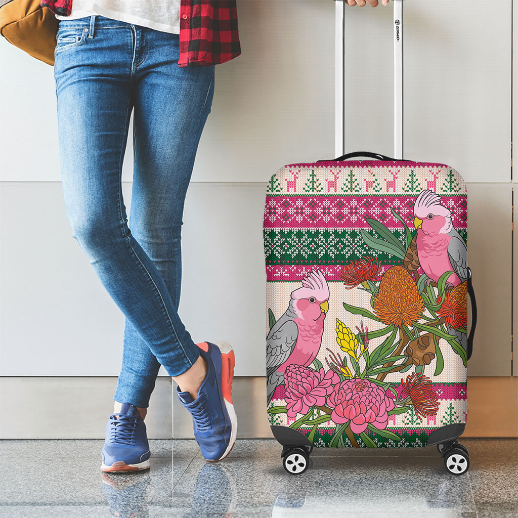 Aussie Galah Christmas Luggage Cover Festive Knitted Pattern Inspired