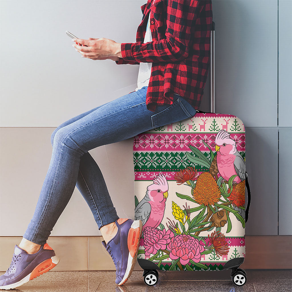 Aussie Galah Christmas Luggage Cover Festive Knitted Pattern Inspired