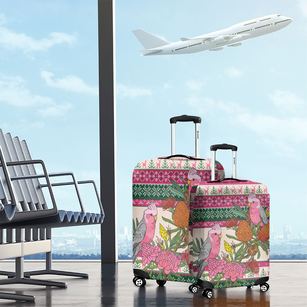 Aussie Galah Christmas Luggage Cover Festive Knitted Pattern Inspired