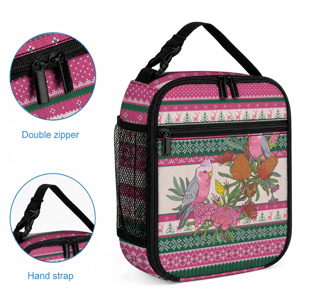Aussie Galah Christmas Lunch Bag Festive Knitted Pattern Inspired