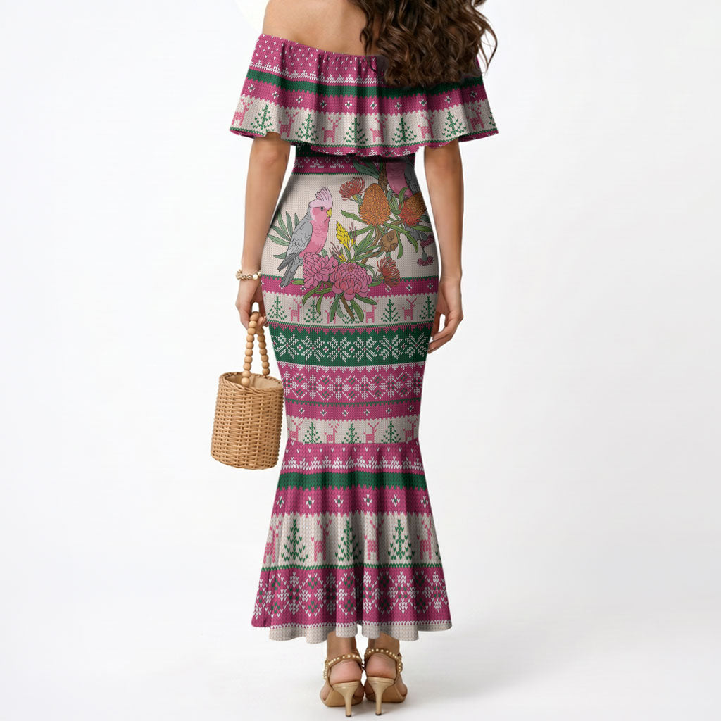 Aussie Galah Christmas Mermaid Dress Festive Knitted Pattern Inspired