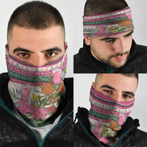 Aussie Galah Christmas Neck Gaiter Festive Knitted Pattern Inspired