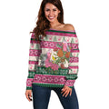 Aussie Galah Christmas Off Shoulder Sweater Festive Knitted Pattern Inspired