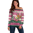 Aussie Galah Christmas Off Shoulder Sweater Festive Knitted Pattern Inspired