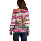 Aussie Galah Christmas Off Shoulder Sweater Festive Knitted Pattern Inspired
