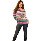 Aussie Galah Christmas Off Shoulder Sweater Festive Knitted Pattern Inspired