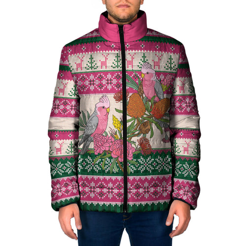 Aussie Galah Christmas Padded Jacket Festive Knitted Pattern Inspired
