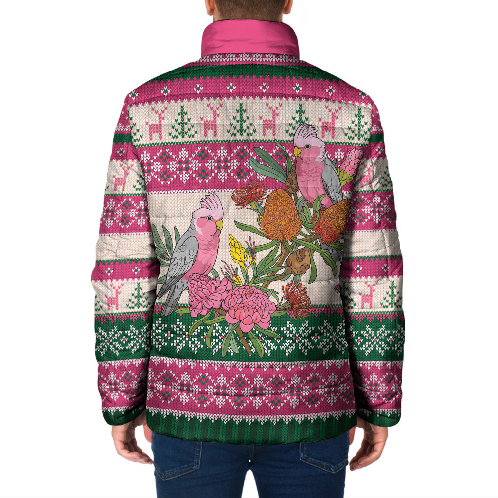 Aussie Galah Christmas Padded Jacket Festive Knitted Pattern Inspired