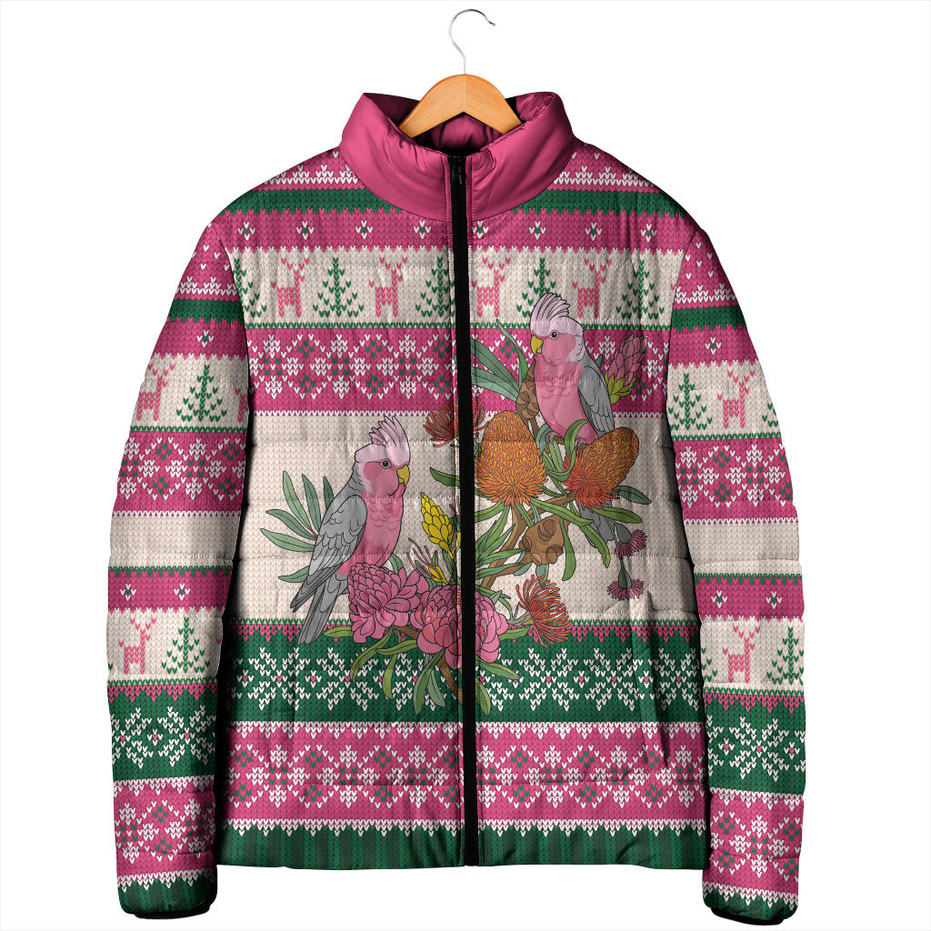Aussie Galah Christmas Padded Jacket Festive Knitted Pattern Inspired