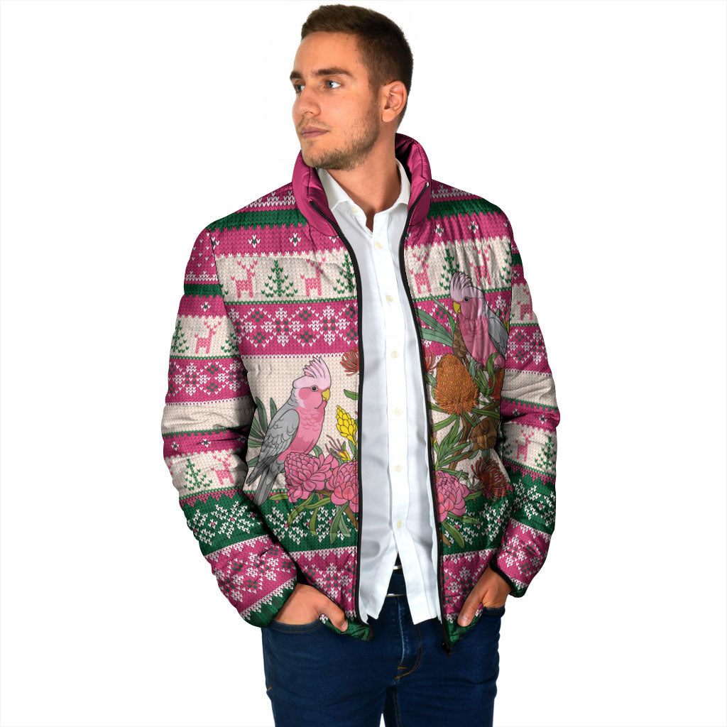 Aussie Galah Christmas Padded Jacket Festive Knitted Pattern Inspired