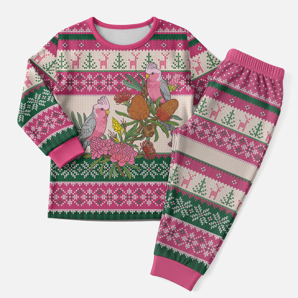Aussie Galah Christmas Pajama Set Festive Knitted Pattern Inspired