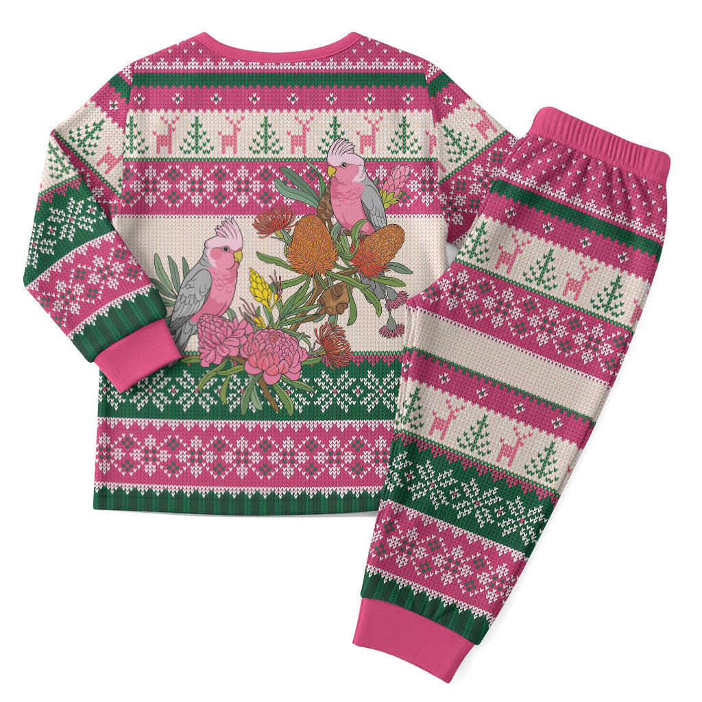 Aussie Galah Christmas Pajama Set Festive Knitted Pattern Inspired