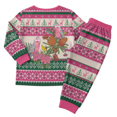 Aussie Galah Christmas Pajama Set Festive Knitted Pattern Inspired