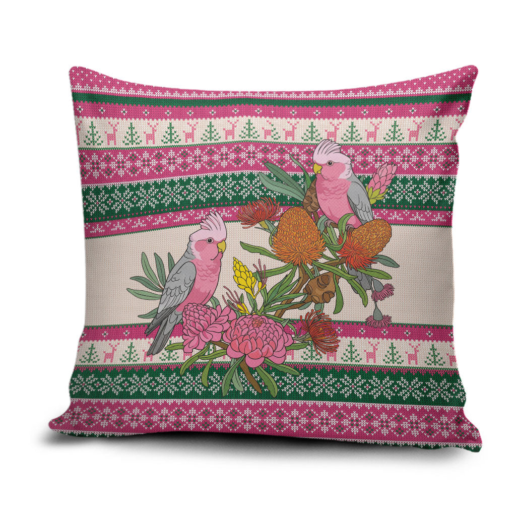 Aussie Galah Christmas Pillow Cover Festive Knitted Pattern Inspired