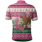 Aussie Galah Christmas Polo Shirt Festive Knitted Pattern Inspired