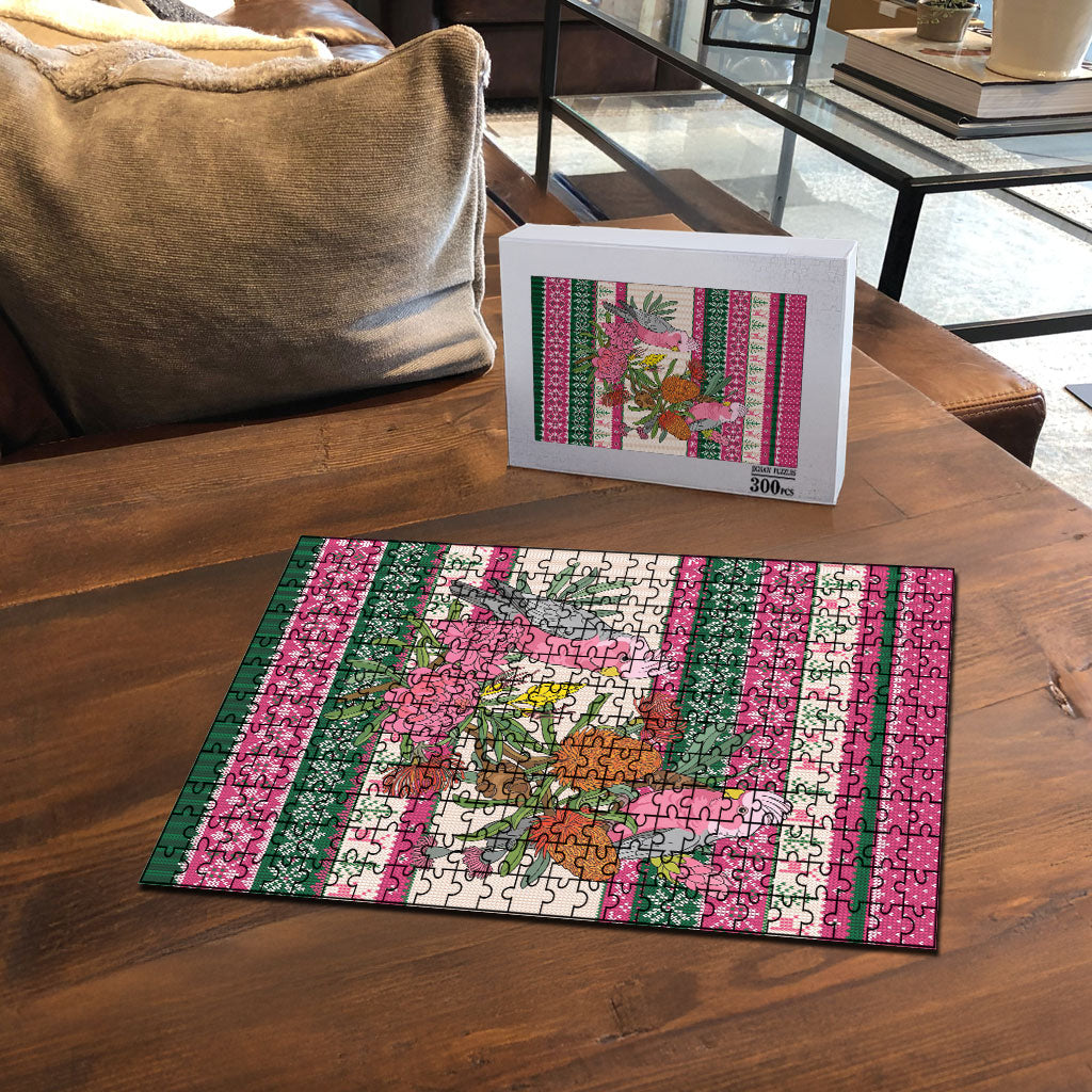 Aussie Galah Christmas Puzzle Festive Knitted Pattern Inspired