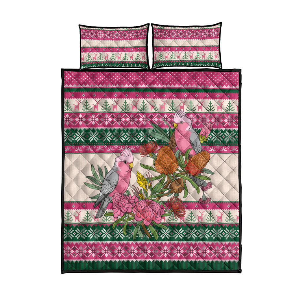 Aussie Galah Christmas Quilt Bed Set Festive Knitted Pattern Inspired