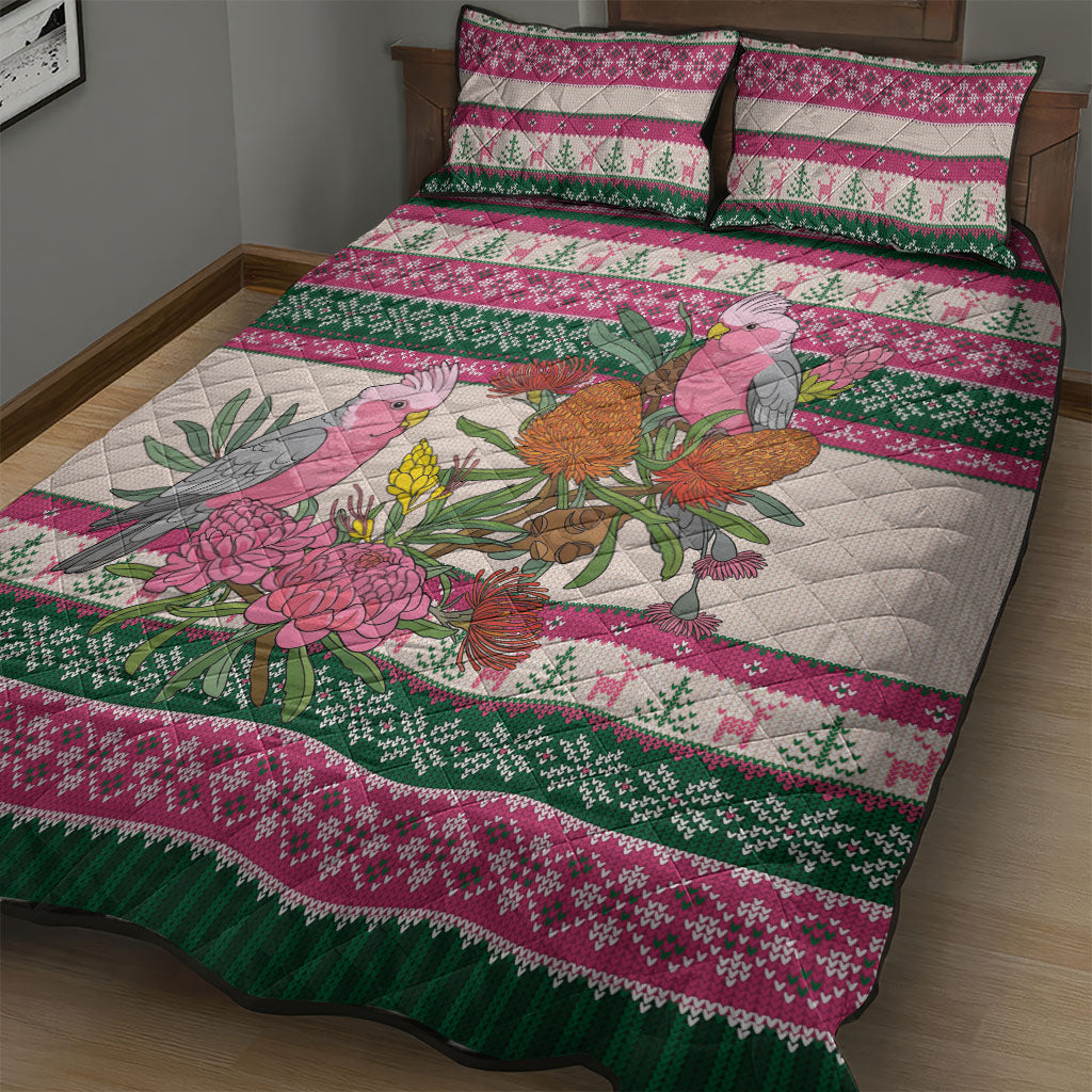 Aussie Galah Christmas Quilt Bed Set Festive Knitted Pattern Inspired