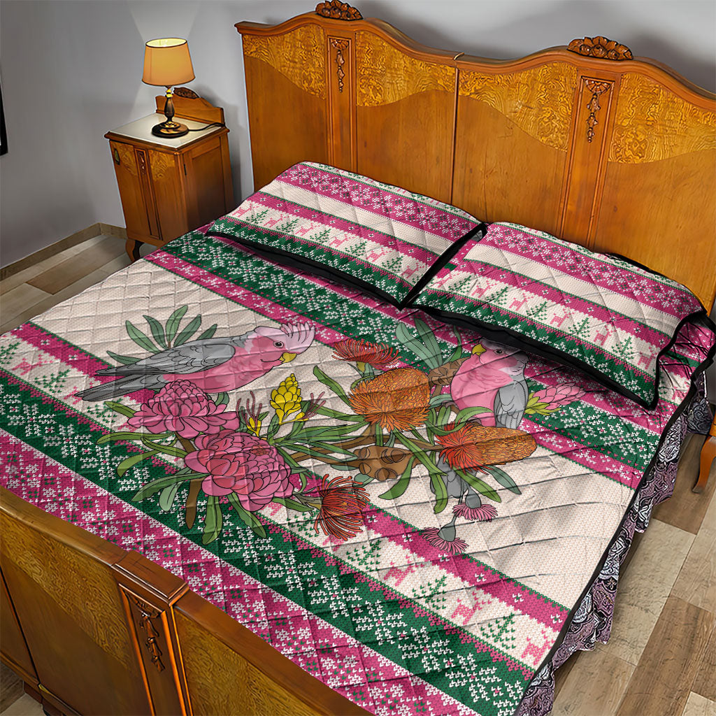 Aussie Galah Christmas Quilt Bed Set Festive Knitted Pattern Inspired