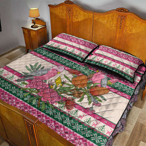 Aussie Galah Christmas Quilt Bed Set Festive Knitted Pattern Inspired