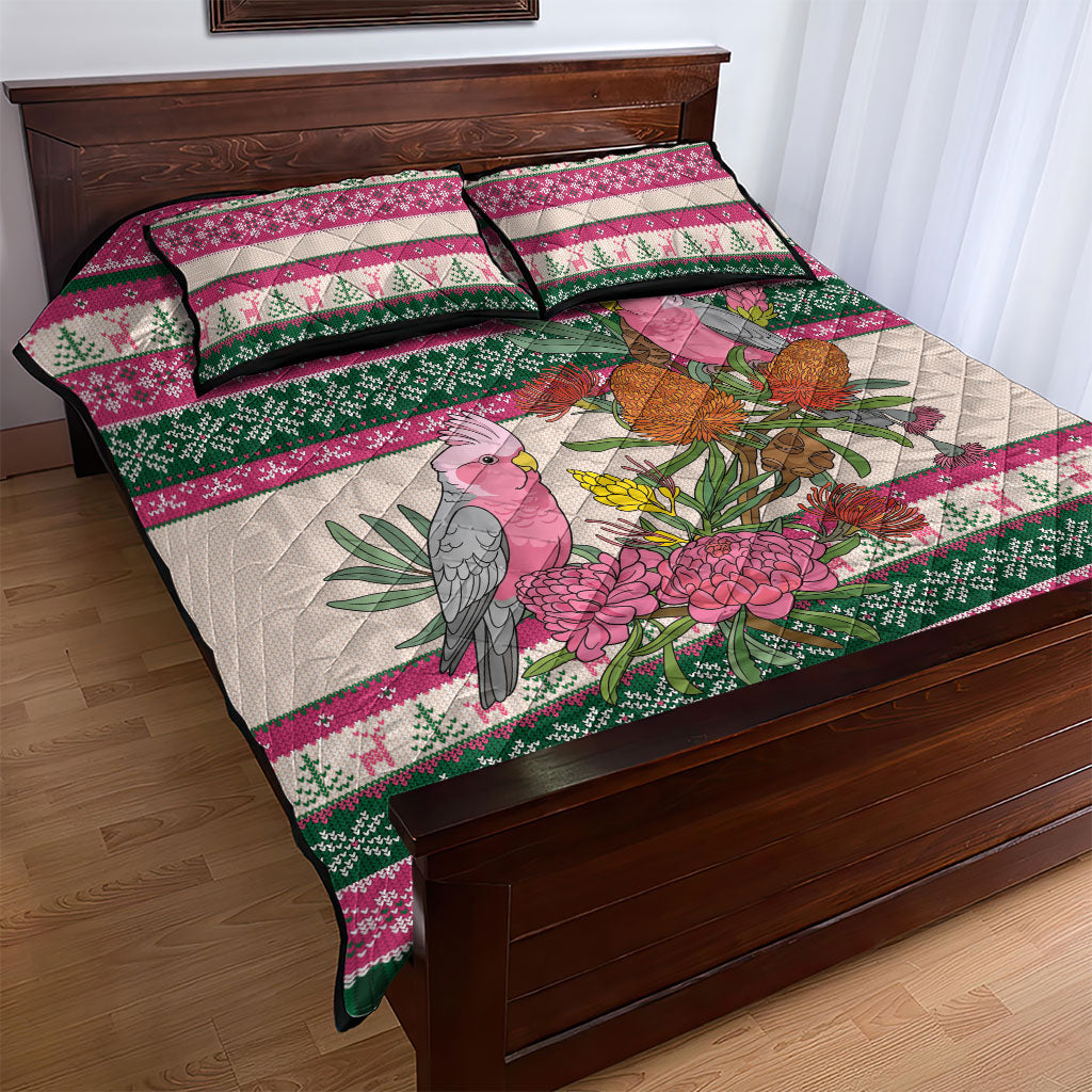 Aussie Galah Christmas Quilt Bed Set Festive Knitted Pattern Inspired