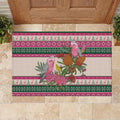 Aussie Galah Christmas Rubber Doormat Festive Knitted Pattern Inspired
