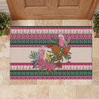Aussie Galah Christmas Rubber Doormat Festive Knitted Pattern Inspired