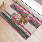 Aussie Galah Christmas Rubber Doormat Festive Knitted Pattern Inspired