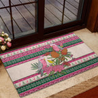 Aussie Galah Christmas Rubber Doormat Festive Knitted Pattern Inspired