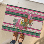 Aussie Galah Christmas Rubber Doormat Festive Knitted Pattern Inspired