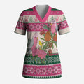 Aussie Galah Christmas Scrub Top Festive Knitted Pattern Inspired